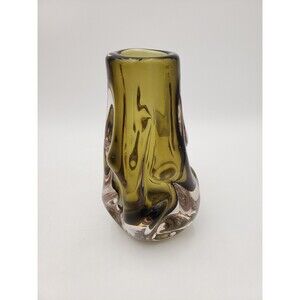 Vintage Whitefriars 9844 Knobbly Glass Vase Sage Green 7" Ray Annenberg 1970s